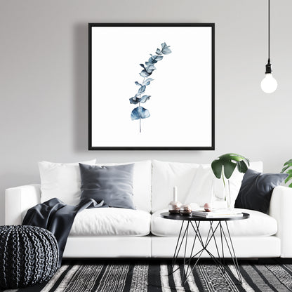 Toile à feuilles d'eucalyptus bleues - Décoration murale florale pour chambre à coucher