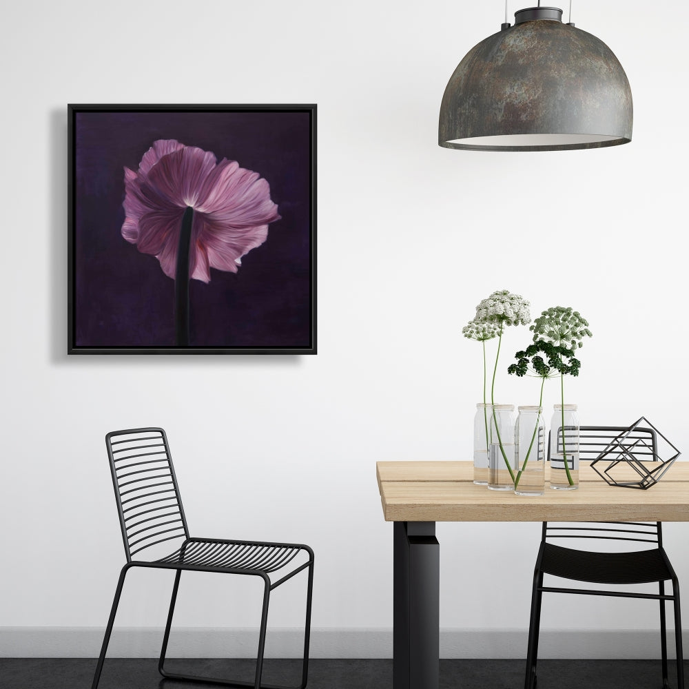 Toile Pétales violets | Décoration de chambre minimaliste | Cadre violet