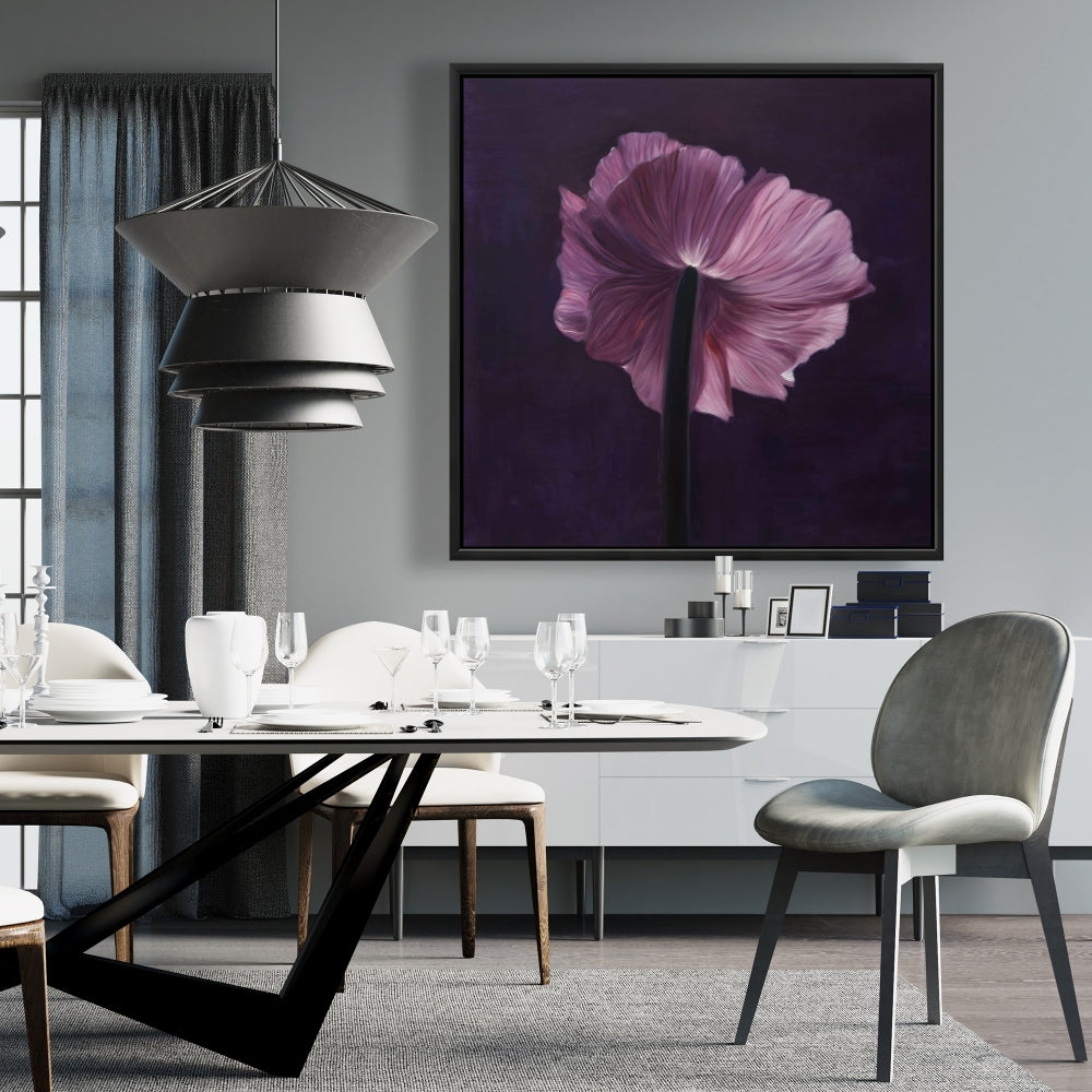 Toile Pétales violets | Décoration de chambre minimaliste | Cadre violet