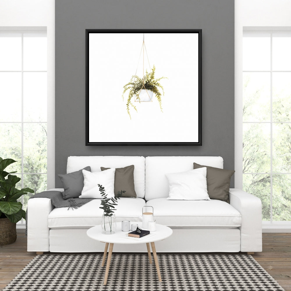 Toile encadrée « Ferne suspendue » | Décoration de chambre botanique florale