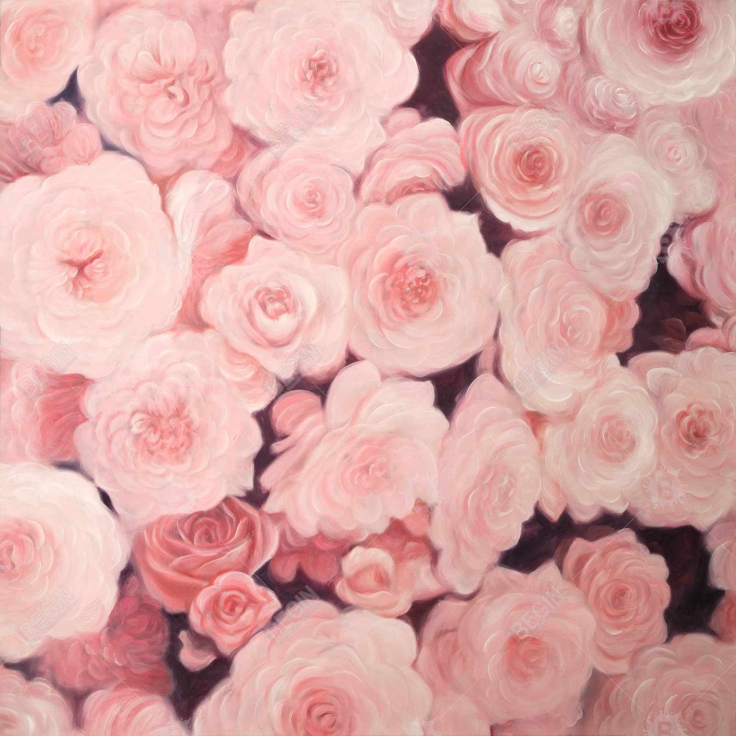 Toile Champ de fleurs roses | Décoration botanique romantique pour la maison