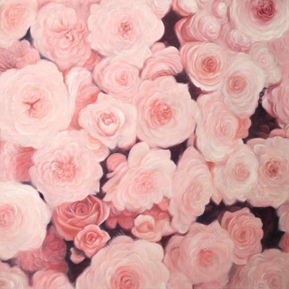 Toile Champ de fleurs roses | Décoration botanique romantique pour la maison