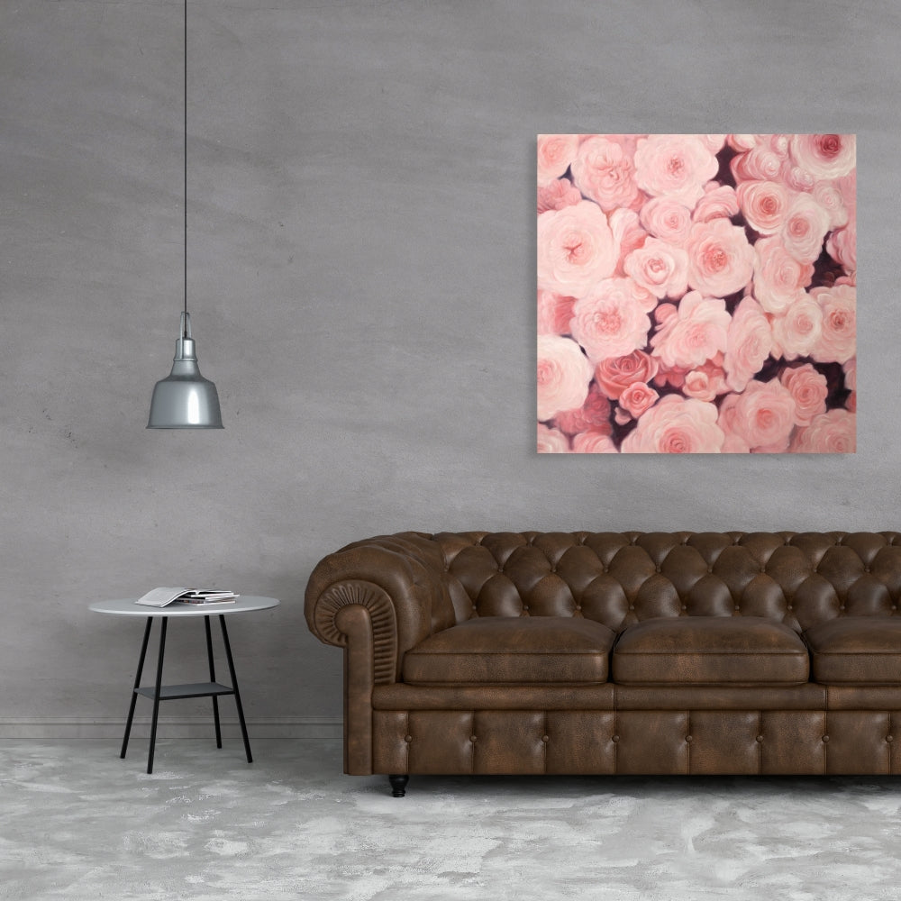 Botanical Pink Flower Field Canvas | Home Decor Wall Art