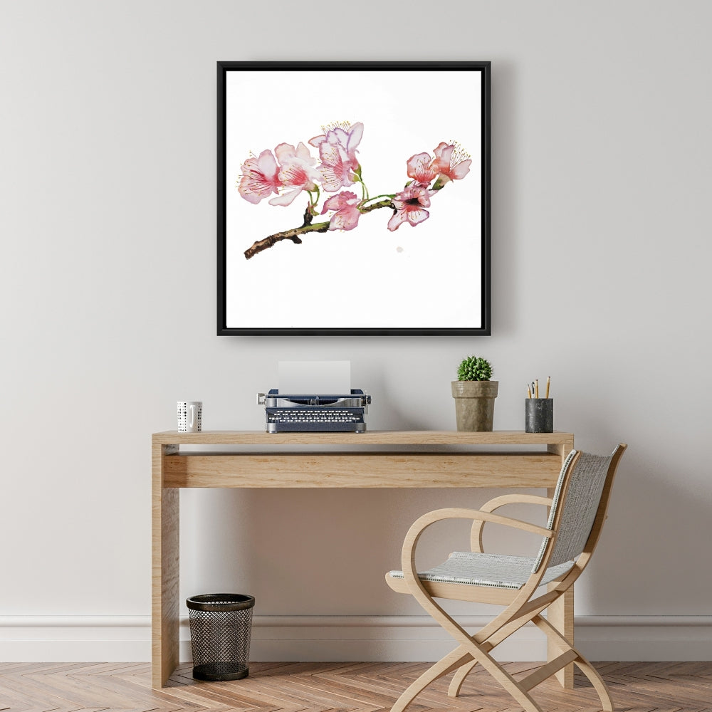 Pink Cherry Blossom Canvas - Asian Bedroom Wall Art Decor