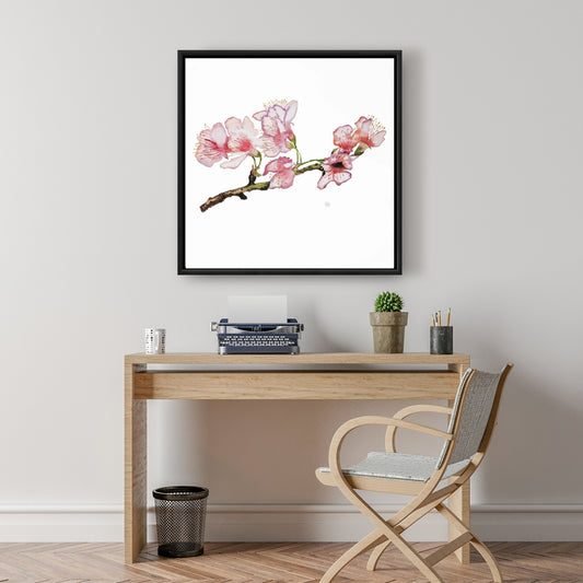 Pink Cherry Blossom Canvas - Asian Bedroom Wall Art Decor