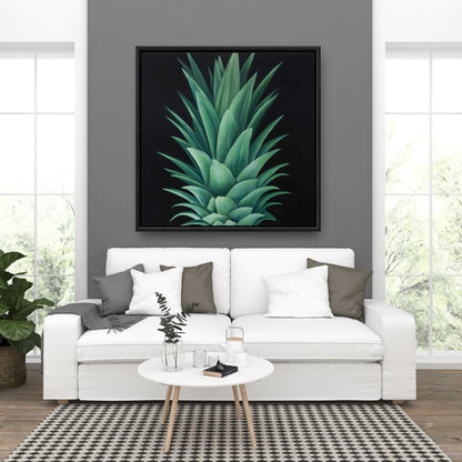 Botanical Black Floral Canvas - Pineapple Leaves Home Decor