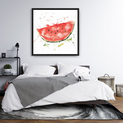 Watermelon Slice Framed Canvas - Red Food Art Home Decor