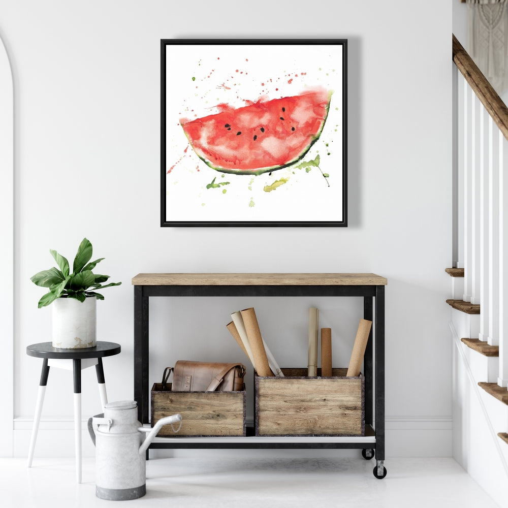 Watermelon Slice Framed Canvas - Red Food Art Home Decor