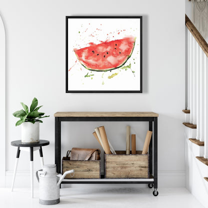 Watermelon Slice Framed Canvas - Red Food Art Home Decor