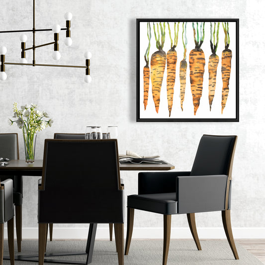 Watercolor Carrots - Modern Kitchen Canvas Art for Home Decor
