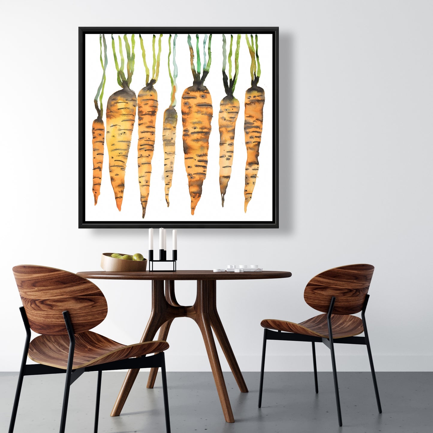 Watercolor Carrots - Modern Kitchen Canvas Art for Home Decor