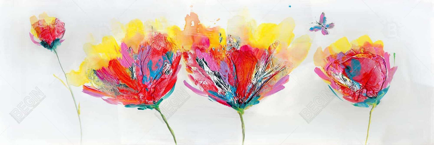 Botanical Blue Framed Canvas - Colorful Flowers & Butterfly Decor