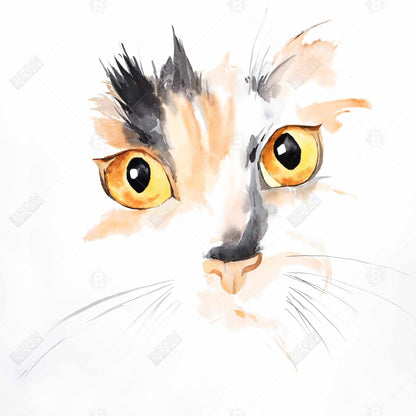 Watercolor Cat Face Closeup Canvas - Gray Pet Home Decor