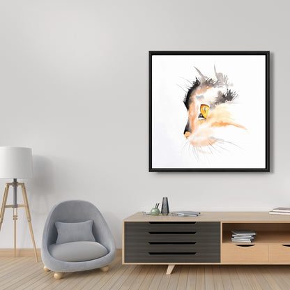 Watercolor Cat Face Profile Canvas - Scandinavian Decor