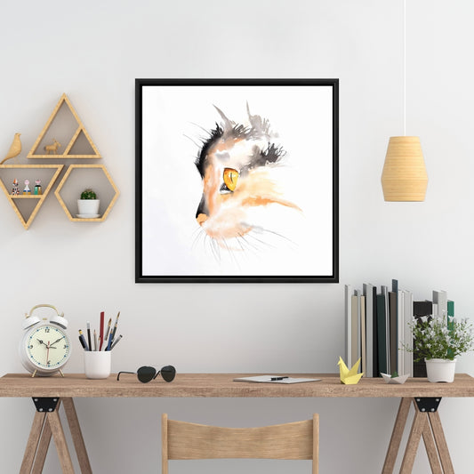 Watercolor Cat Face Profile Canvas - Scandinavian Decor