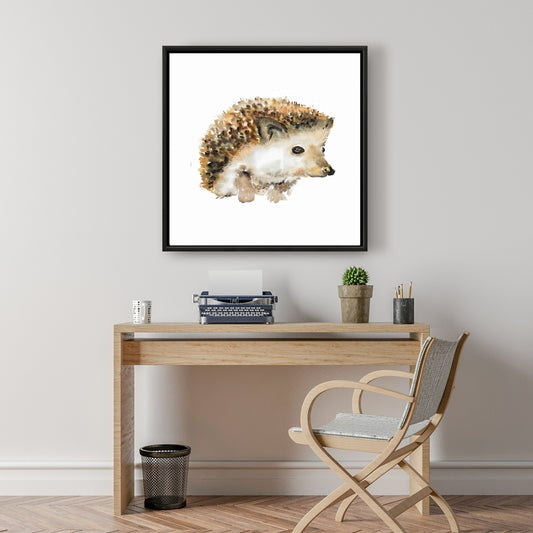 Watercolor Hedgehog Canvas | Brown Pets Home Decor Art