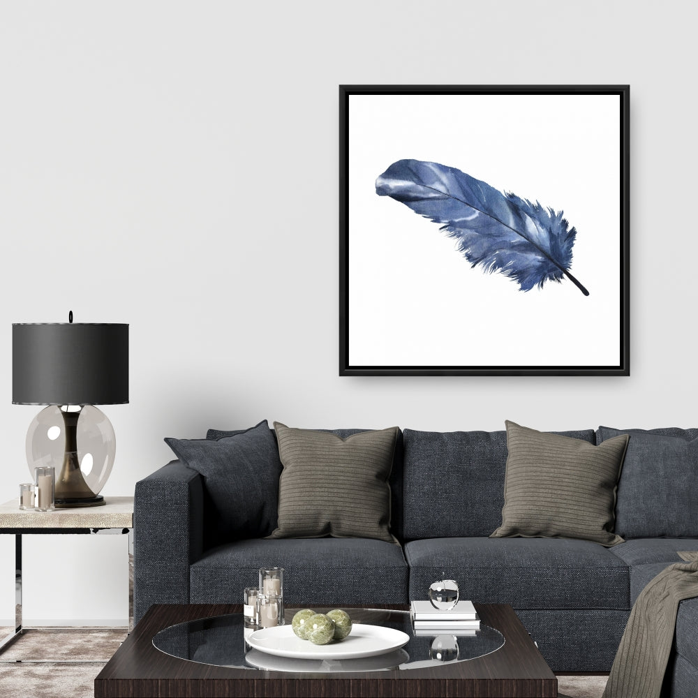 Blue Feather Bohemian Canvas | Feathers Animals Home Decor