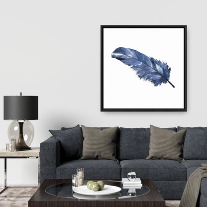 Blue Feather Bohemian Canvas | Feathers Animals Home Decor