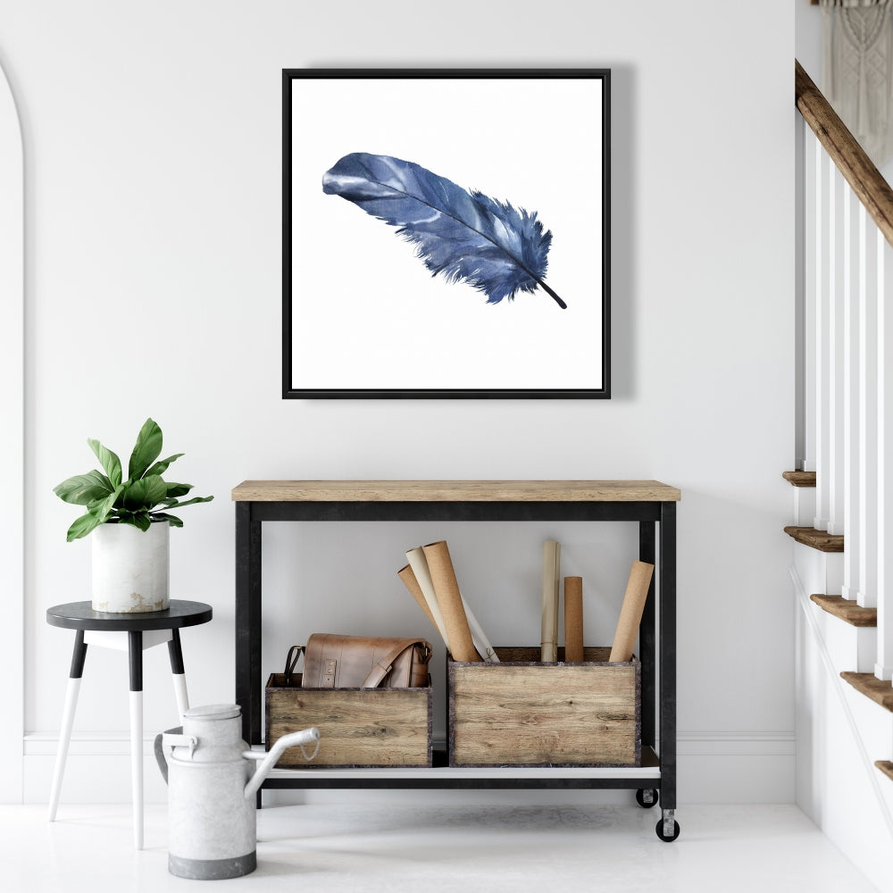 Blue Feather Bohemian Canvas | Feathers Animals Home Decor