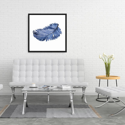Bohemian Animals Bedroom | Watercolor Blue Feather Canvas Decor