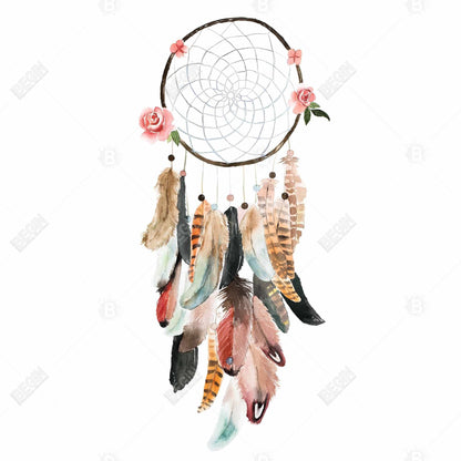 Woman's Dream Catcher Canvas - Brown Flowers Bedroom Decor