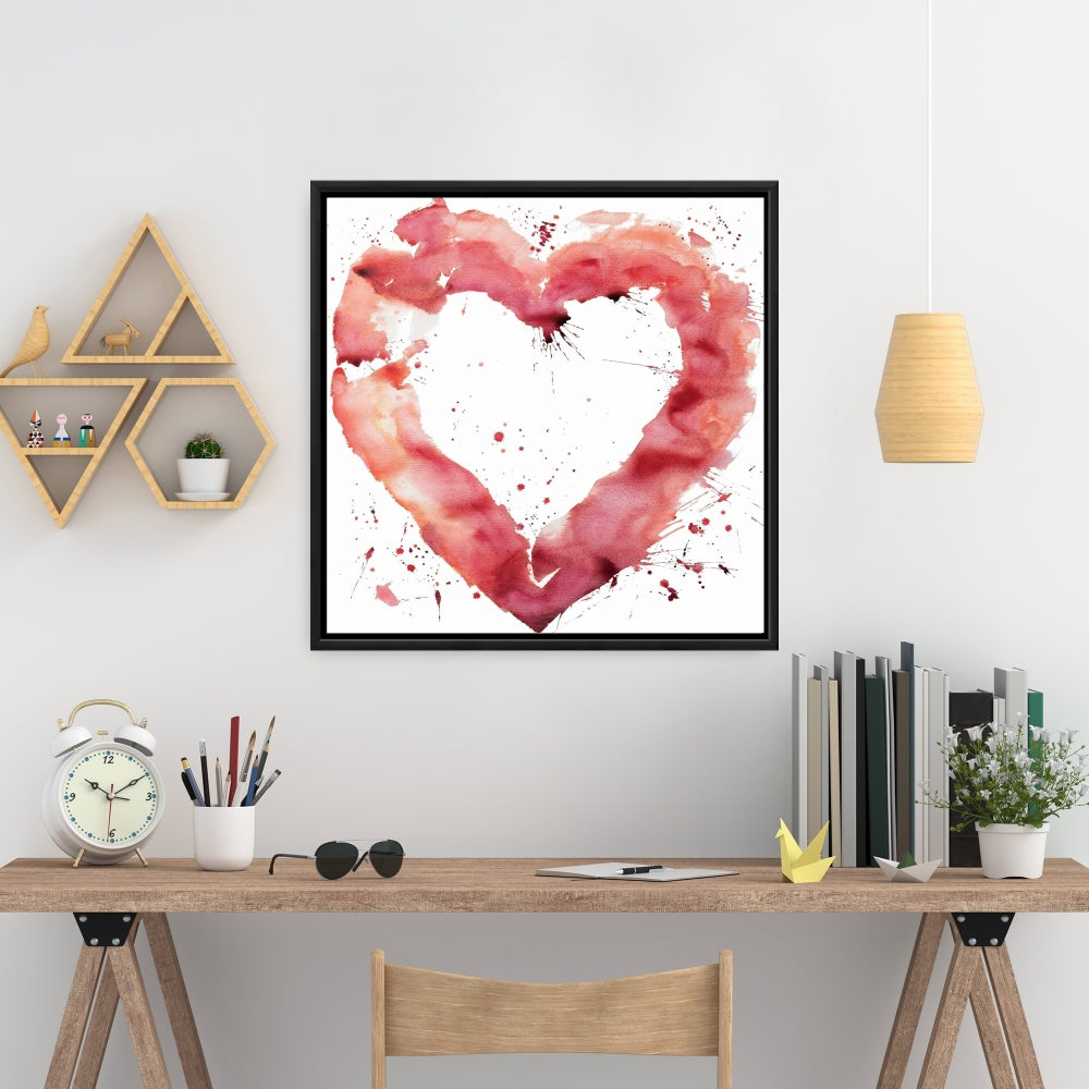Pink Romantic Watercolor Heart Canvas | Home Decor Art