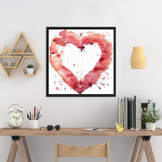 Pink Romantic Watercolor Heart Canvas | Home Decor Art