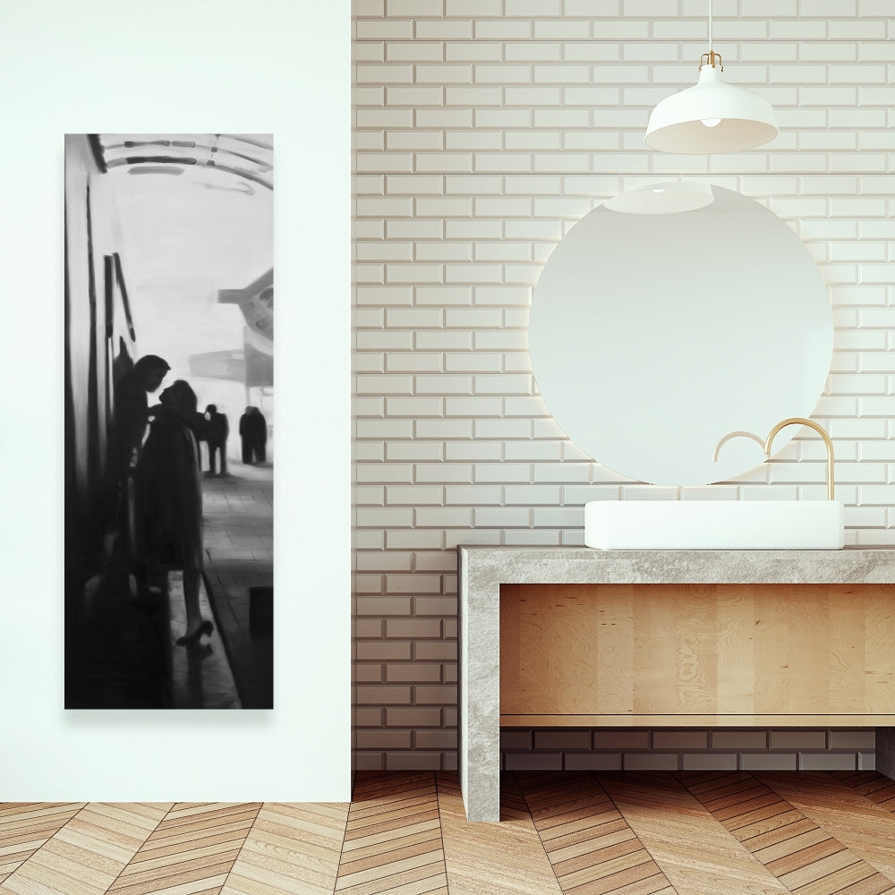 Couple at the Train Station Canvas - Woman Figurative Decor