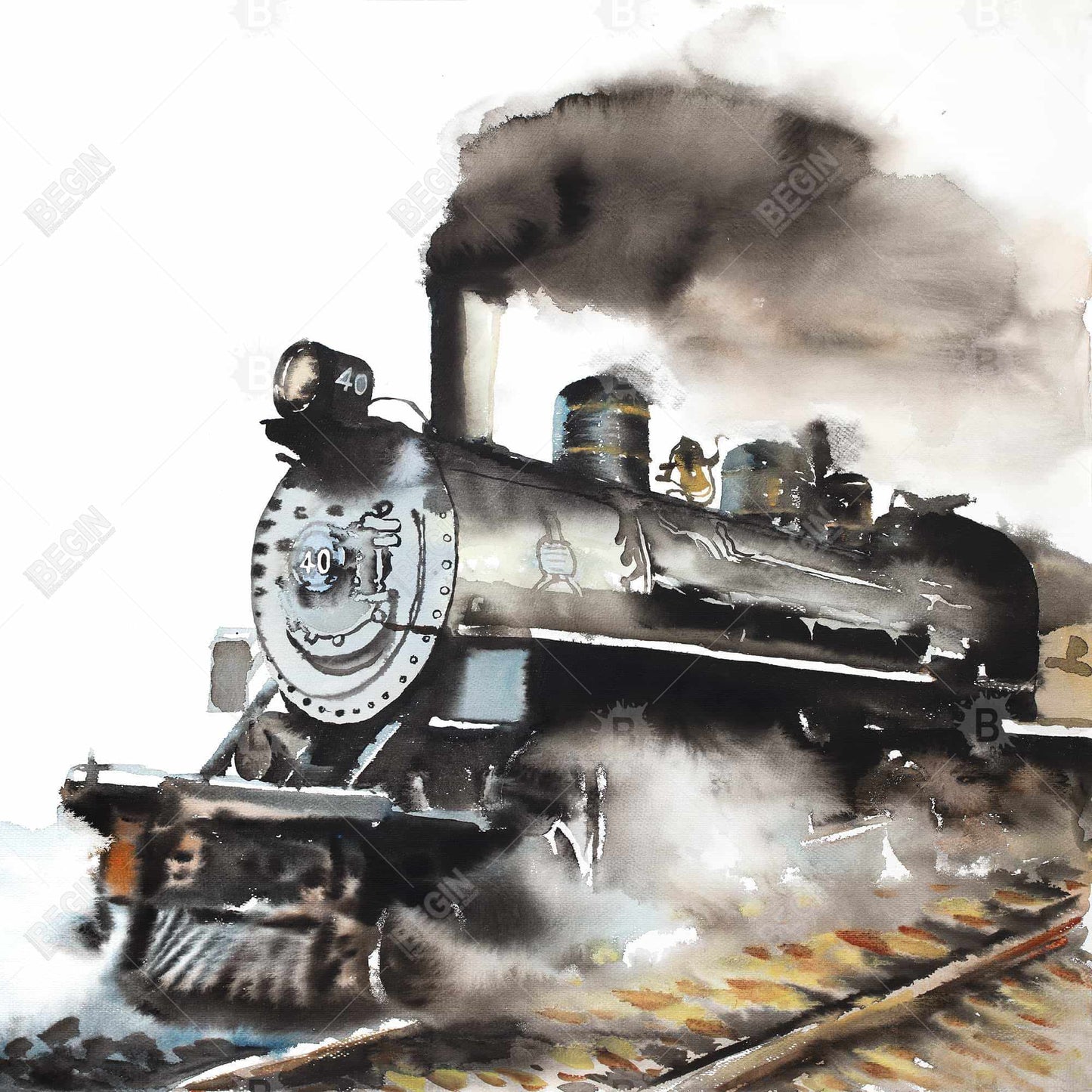 Toile vintage Train à vapeur | Décoration de salon industriel