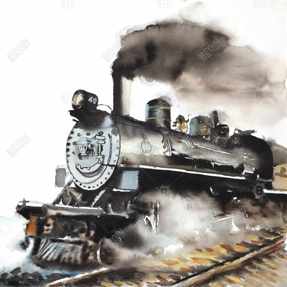 Toile vintage Train à vapeur | Décoration de salon industriel