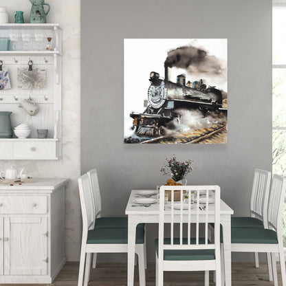 Toile vintage Train à vapeur | Décoration de salon industriel