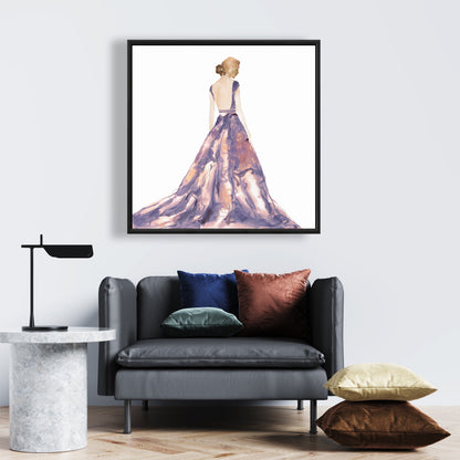 Robe de bal violette sur toile | Décoration murale