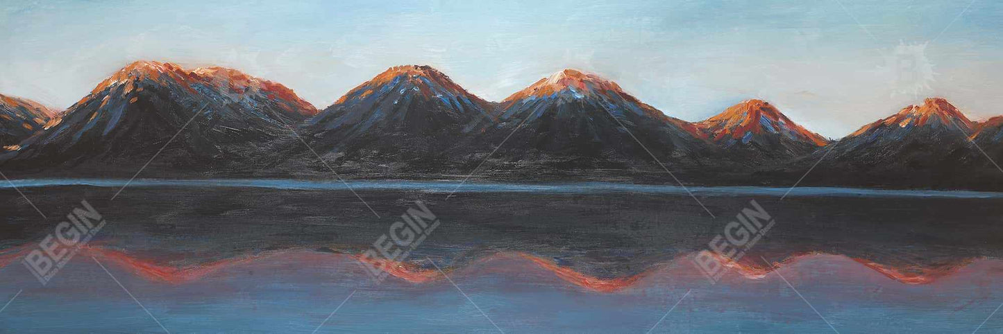 Mountains and Calm Lake Framed Canvas | Bedroom Decor Art