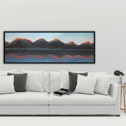 Mountains and Calm Lake Framed Canvas | Bedroom Decor Art