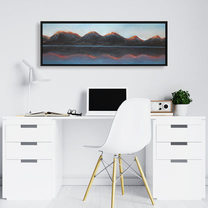 Mountains and Calm Lake Framed Canvas | Bedroom Decor Art