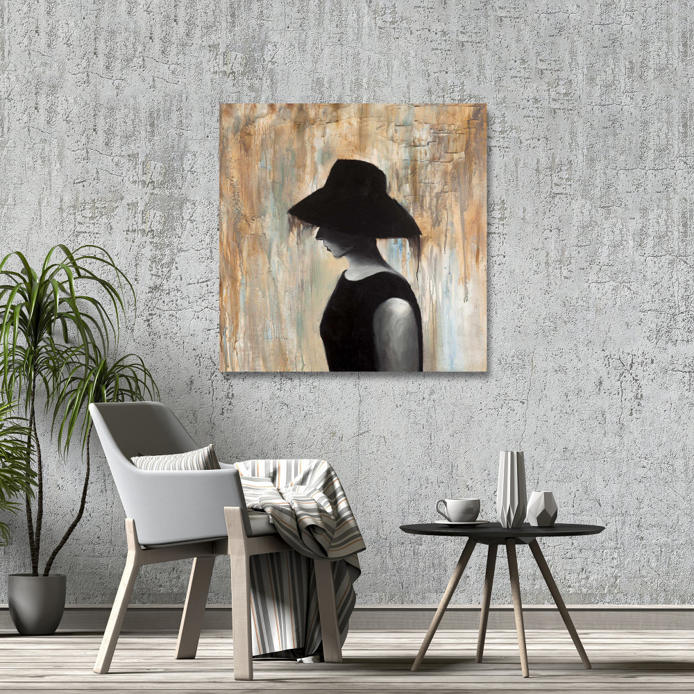 Audrey Hepburn Big Hat Canvas - Brown Bedroom Home Decor