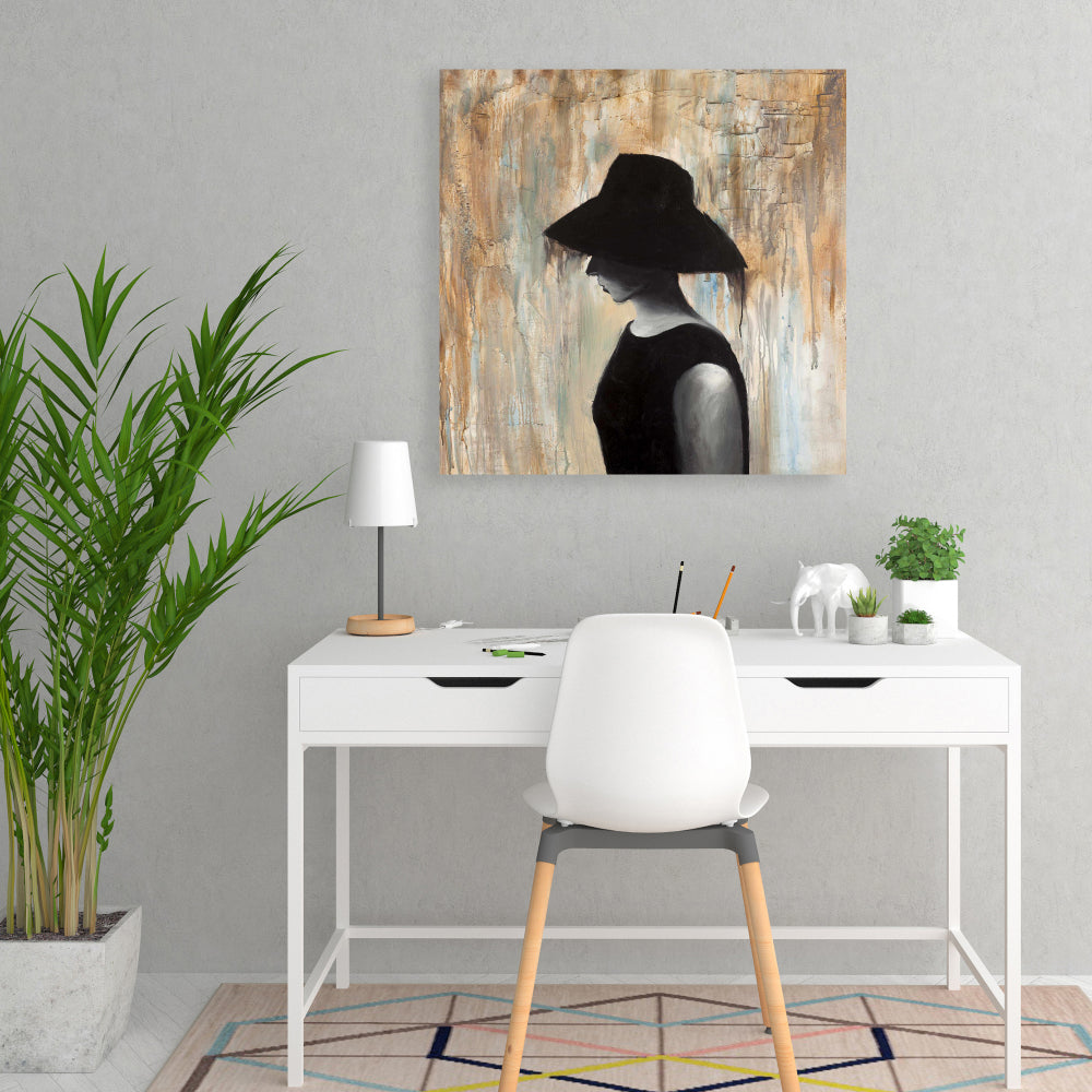 Audrey Hepburn Big Hat Canvas - Brown Bedroom Home Decor