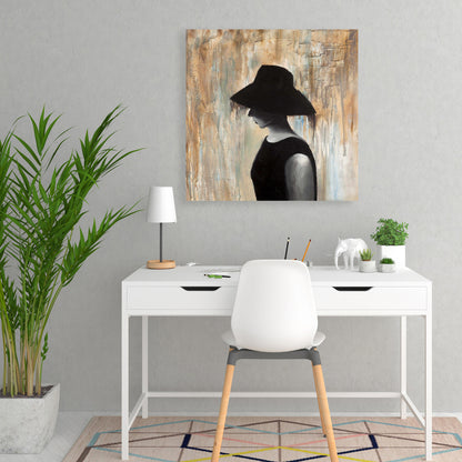 Audrey Hepburn Big Hat Canvas - Brown Bedroom Home Decor