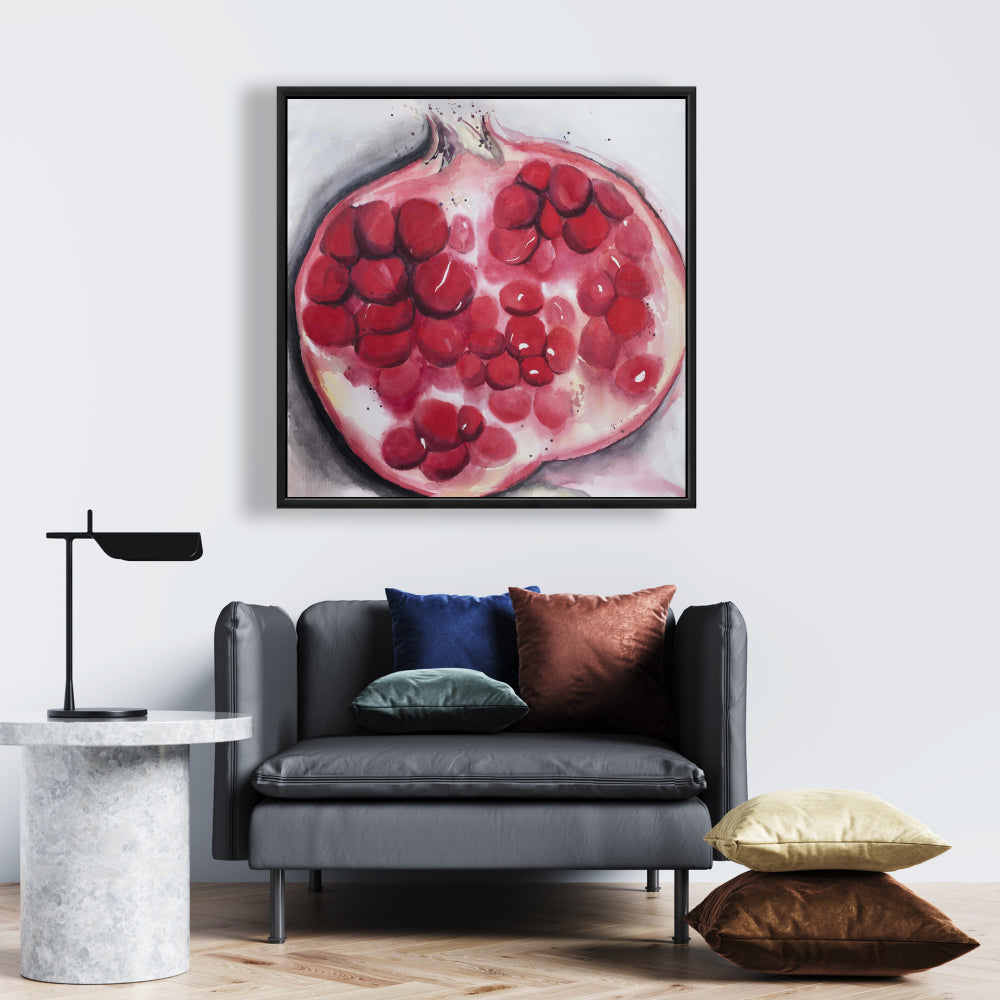 Toile encadrée rouge grenade ouverte - Décoration murale de cuisine