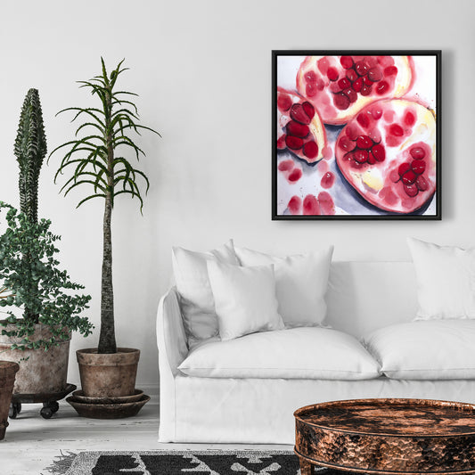 Toile encadrée « Morceaux de grenade » | Décoration de cuisine