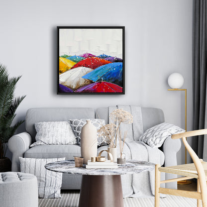 Toile encadrée « Parapluies colorés » | Décoration d'intérieur contemporaine