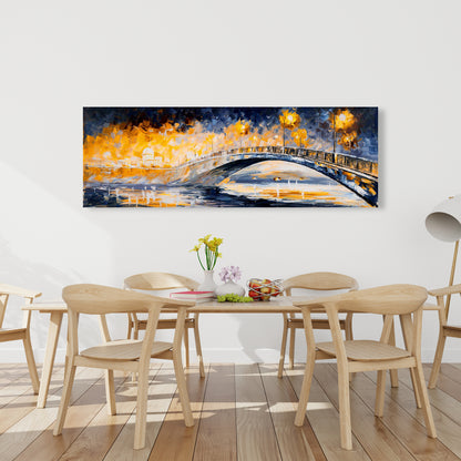 Blue Bridge Bedroom Canvas - Bridge in the Moonlight Decor