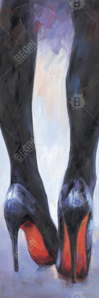 Long Legs High Heels Canvas - Blue Contemporary Bedroom Art