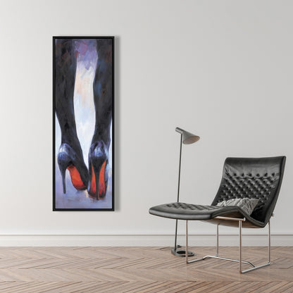 Long Legs High Heels Canvas - Blue Contemporary Bedroom Art