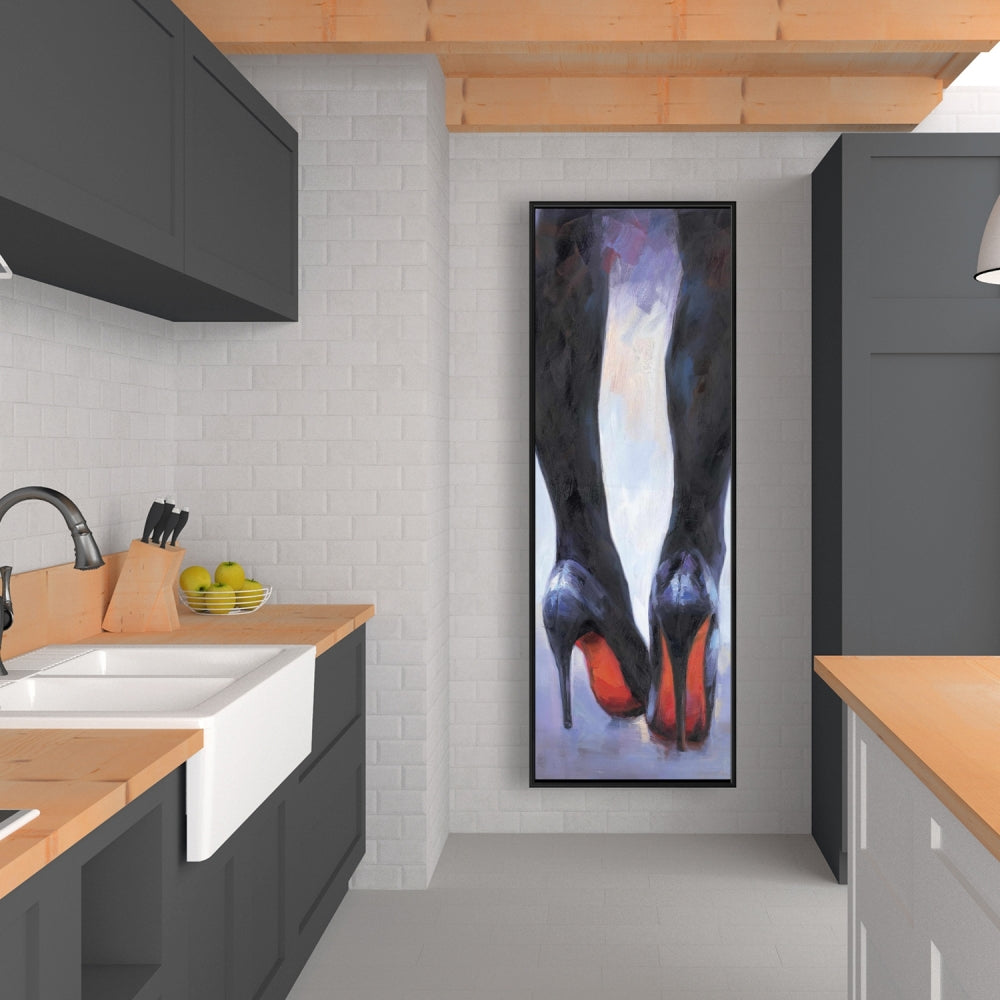 Long Legs High Heels Canvas - Blue Contemporary Bedroom Art