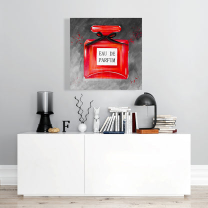Romantic Gray Fashion Canvas - Perfume Red Bottle Decor
