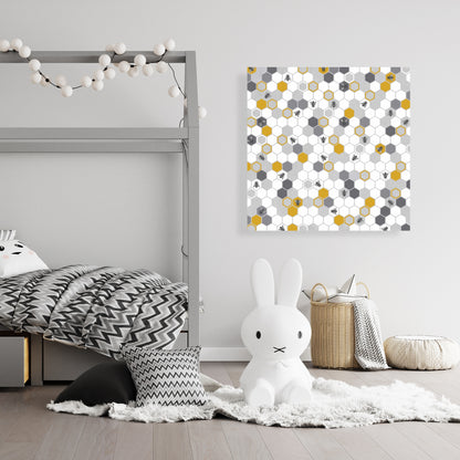Beehive Pattern Gray Canvas - Children's Art Bedroom Decor