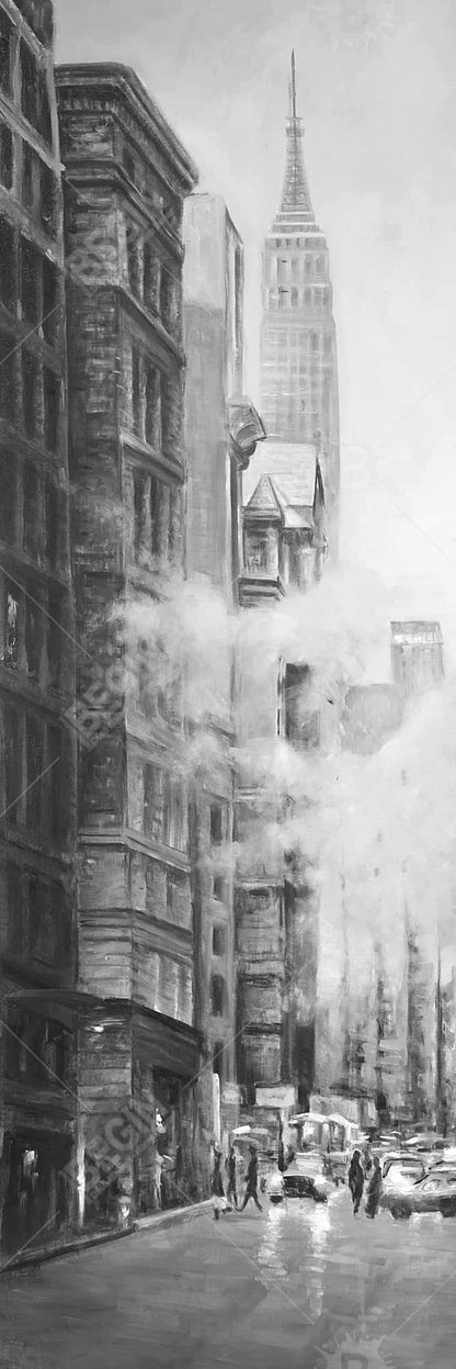 Toile « Matin à New York » - Décoration d'intérieur encadrée blanche