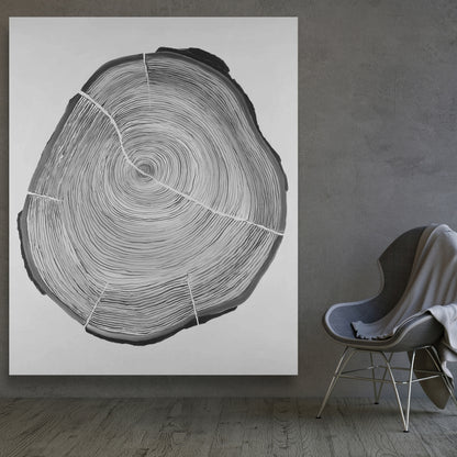 Grayscale Wood Log Canvas | Trees Gray Home Decor Wall Art