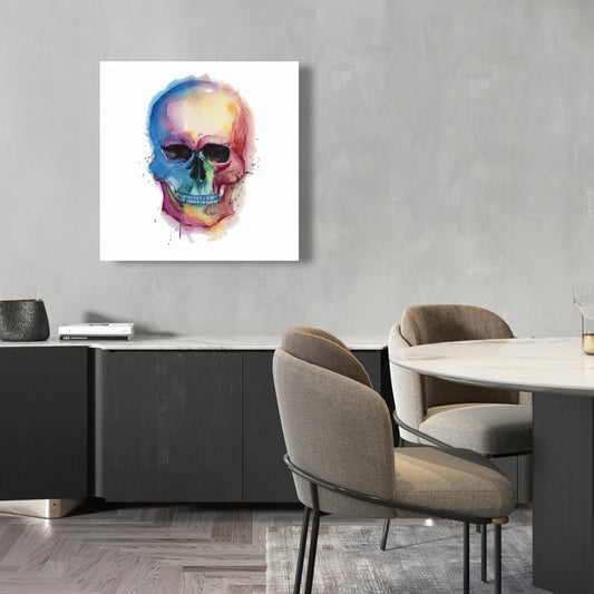 Watercolor Colorful Skull Canvas | Modern Bedroom Home Decor